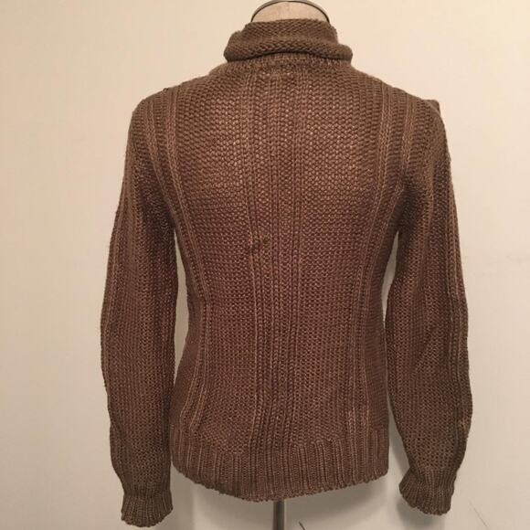 Empire Vintage 70's Taupe 100% Acrylic Knit Roll Neck Sweater Top S - Picture 3 of 6